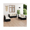 Poly Rattan Black 6 Piece Outdoor Lounge Set With Cushions