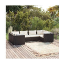 6 Piece Garden Lounge Set Black Poly Rattan With Cushions