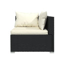 Poly Rattan Black 6 Piece With Cushions Garden Lounge Set