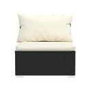 6 Piece Garden Lounge Set Black Poly Rattan With Cushions