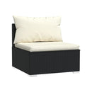 6 Piece Poly Rattan Black With Cushions Garden Lounge Set