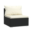 6 Piece Garden Lounge Set Black Poly Rattan With Cushions