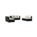 Poly Rattan Black 6 Piece Outdoor Lounge Set With Cushions
