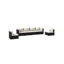 Poly Rattan Black 6 Piece With Cushions Garden Lounge Set
