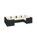 6 Piece Garden Lounge Set Black Poly Rattan With Cushions