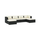 6 Piece Poly Rattan Black With Cushions Garden Lounge Set