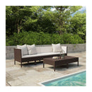 6 Piece  Garden Lounge Set Poly Rattan Brown With Cushions