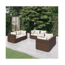 6 Piece Garden Poly Rattan Brown Lounge Set With Cushions