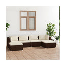 6 Piece Poly Rattan Brown With Cushions Garden Lounge Set