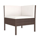 6 Piece  Garden Lounge Set Poly Rattan Brown With Cushions