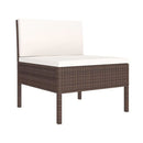 6 Piece  Garden Lounge Set Poly Rattan Brown With Cushions