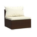 6 Piece Poly Rattan Brown With Cushions Garden Lounge Set