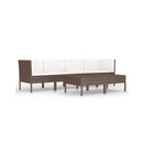6 Piece  Garden Lounge Set Poly Rattan Brown With Cushions