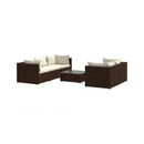 Garden Lounge Set With Cushions 6 Piece Poly Rattan Brown
