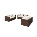 6 Piece Garden Poly Rattan Brown Lounge Set With Cushions