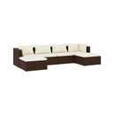 6 Piece Poly Rattan Brown With Cushions Garden Lounge Set