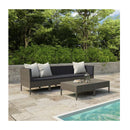6 Piece Garden Poly Rattan Grey Lounge Set With Cushions