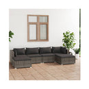 6 Piece Garden Lounge Set Grey Poly Rattan With Cushions