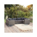 6 Piece Garden Lounge Set With Cushions Grey Poly Rattan