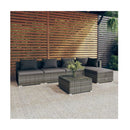 6 Piece Grey Garden Lounge Set With Cushions Poly Rattan