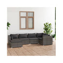 6 Piece Grey Poly Rattan With Cushions Garden Lounge Set