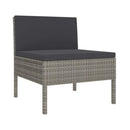 6 Piece Garden Poly Rattan Grey Lounge Set With Cushions