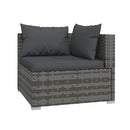 6 Piece Garden Lounge Set Grey Poly Rattan With Cushions