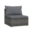 6 Piece Garden Lounge Set Grey Poly Rattan With Cushions