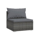 6 Piece Grey Poly Rattan With Cushions Garden Lounge Set