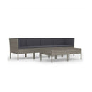 6 Piece Garden Poly Rattan Grey Lounge Set With Cushions