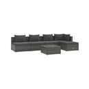 6 Piece Grey Garden Lounge Set With Cushions Poly Rattan
