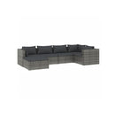 6 Piece Grey Poly Rattan With Cushions Garden Lounge Set