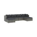 6 Piece Garden Lounge Set Grey Poly Rattan With Cushions