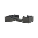 6 Piece Poly Rattan Grey With Cushions Garden Lounge Set