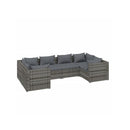 6 Piece Garden Lounge Set With Cushions Grey Poly Rattan