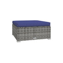 6 Piece Garden Lounge Set With Dark Blue Cushions Brown Poly Rattan