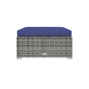 6 Piece Garden Lounge Set With Dark Blue Cushions Brown Poly Rattan