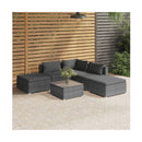 6 Piece Grey Poly Rattan Garden Lounge Set With Cushions