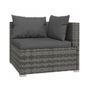 6 Piece Grey Poly Rattan Garden Lounge Set With Cushions