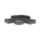 6 Piece Grey Poly Rattan Garden Lounge Set With Cushions