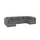 6 Piece Living Room Lounge Poly Rattan Grey