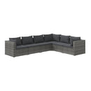 6 Piece Poly Rattan Grey Garden Lounge Set