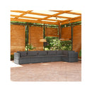 6 Piece Poly Rattan Grey Garden Lounge Set With Cushions