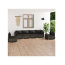 6 Pieces Grey Outdoor Lounge With Cushions Poly Rattan