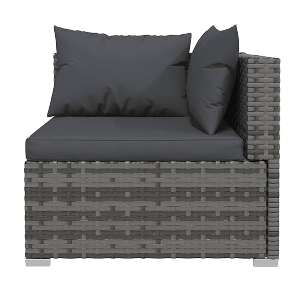 6 Pieces Grey Outdoor Lounge With Cushions Poly Rattan