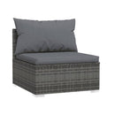 6 Pieces Grey Outdoor Lounge With Cushions Poly Rattan