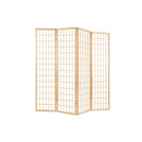 6 Panel Room Divider Screen Foldable Pine Wood Stand Natural