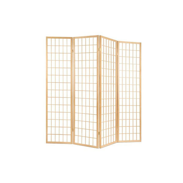 6 Panel Room Divider Screen Foldable Pine Wood Stand Natural