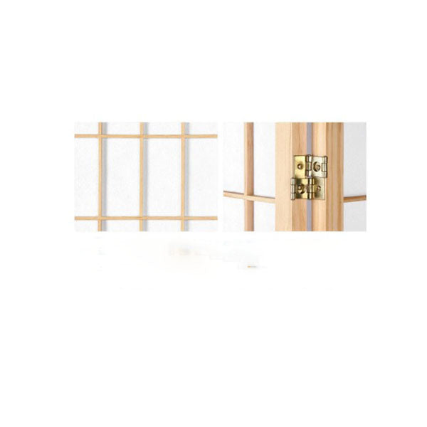 6 Panel Room Divider Screen Foldable Pine Wood Stand Natural