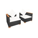 Garden Sofa Set Poly Rattan Wpc Top Black